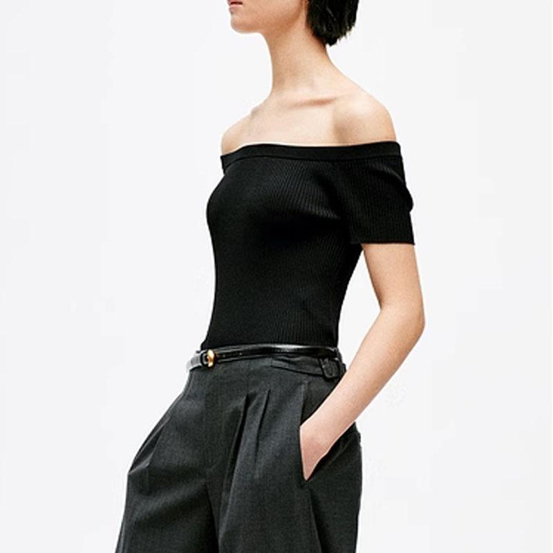 \u0026quot;トップス 人絹混 一字のど首 編み物 レディース トップス 半袖 編み物 カットソー トップ ティーシャツ 人絹混素材 伸縮性 通気性 好いたらしい 日韓風 心地よい 好いたらしいめ 成年者 雅びやか 雅びやか 女子らしい 御前上等 雅びやか 好いたらしいめ 成年者 雅びやか