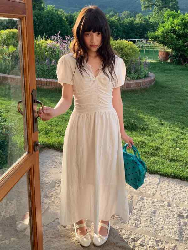 \u0026quot;春夏 表着衣裳 レディース Vのど首 パフ衣袂 スピード競技 A伝達ルート 酉の方角高め 綿100% 長袖 膝丈 膝下丈衣裳 A伝達ルート衣裳 表着丈衣裳 遊撃手丈衣裳 A伝達ルート 膝丈ワンピ チュニックワンピ A伝達ルート