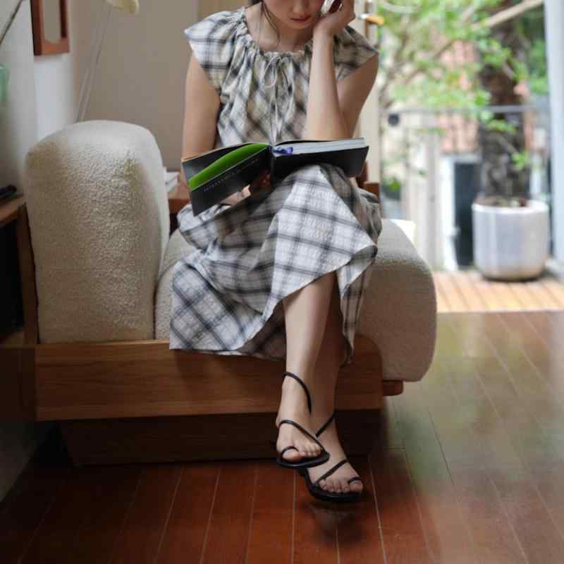衣裳 A字裙 ?古 格? 小?袖 度假? 棉裙