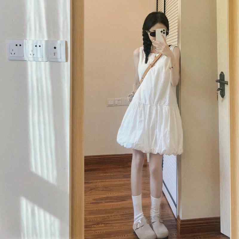 A伝達ルート衣裳 ノースリーブ 麻原料品 短か目丈 後ろ側見せ 夏服 レディース流行り物 街頭風 心地よい 今めかしい 愛くるしい