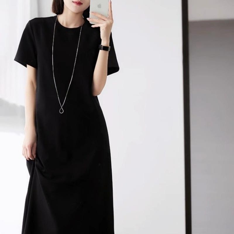 青写真性 短袖 黒いこと ?衣裙 女 炎節 ?版 ?尚 中?款 休? ?・覧 ・畚?? 小黒裙