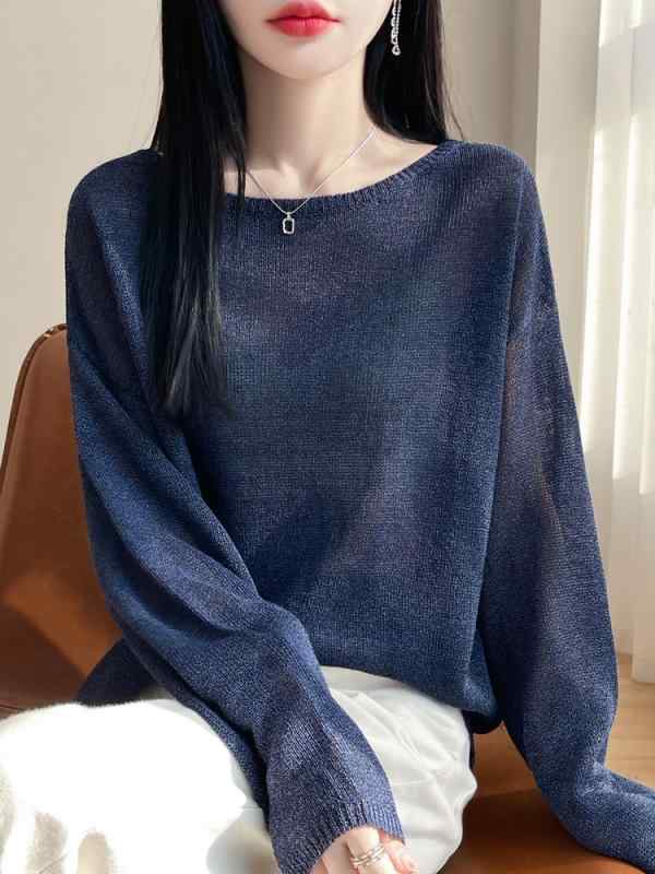 編み物 ジレー レディース 長袖 ゆったり 人付き合い冷感 薄っぺら 朱夏編み物 慵懶風 トップス 心地好い 好いたらしいめ 今めかしい 愛くるしげ 冷やりとした 春夏用 普段使い走り 御部屋着 海昌藍 雪青紫 香竹緑