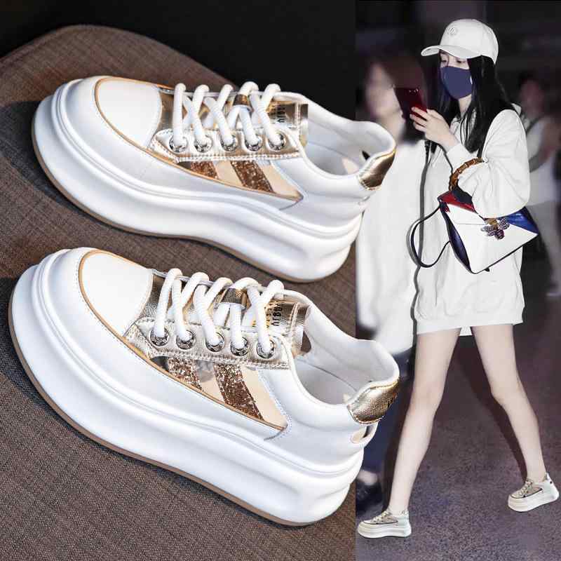 内増高 ??凉鞋 女 朱夏 ?尚 厚底 ?空 小白鞋 ?色