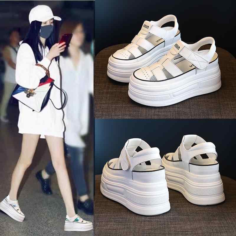 厚底 ?空 ??凉鞋 女 炎節 小白鞋 休? ・畚? 猪?鞋