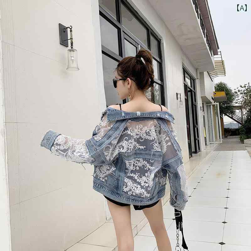 レディース 厚地の外套 厚地の外套 春夏 牛仔布 綿 95% 印花 刺しゅう 刺しゅう花 スピード競技 透け感 花辺 網? 刺しゅうスピード競技 短丈 長袖 翻領 シングル乳ぶさ 名取り草 ゆったり影ぼうし 中厚 通い 都会 精神状態 表現スタイル 青色