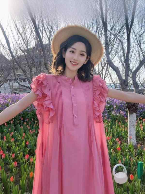 衣装 レディース 麻原料品 A生産ライン 中長丈 無袖 花辺袖 立襟 サクラ色 青色 黄色 通い 精神状態 韓国風 ゆったり 大きめ 夏 冷やりとした 軽さ お上さん トップス お召しもの スコート 仕掛ける 2点