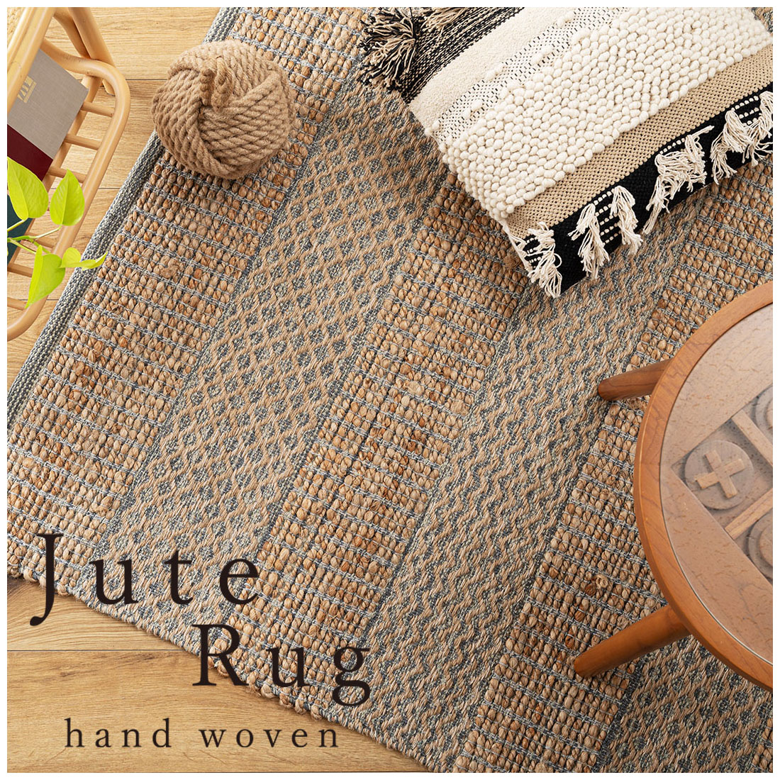 【楽天市場】ラグ ジュートラグ コットン 長方形 130×190cm 手織り 天然素材 ストライプ おしゃれ インテリア アジアン リゾート ...