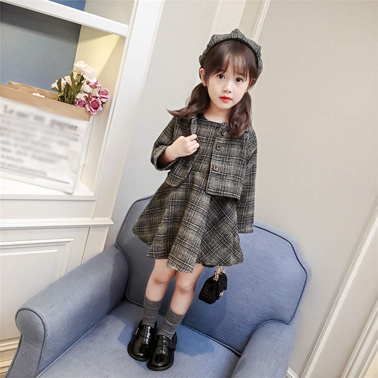 子供スーツ キッズ ワンピース コート 二点セット チェック Aライン かわいい 子供ワンピース 子供服 子供ドレス 結婚式 発表会 防風防寒 アウター 子供用 通学 冬服 ジュニア 2点セット ファッション 女の子 長袖 Tz 019 翌日発送可能