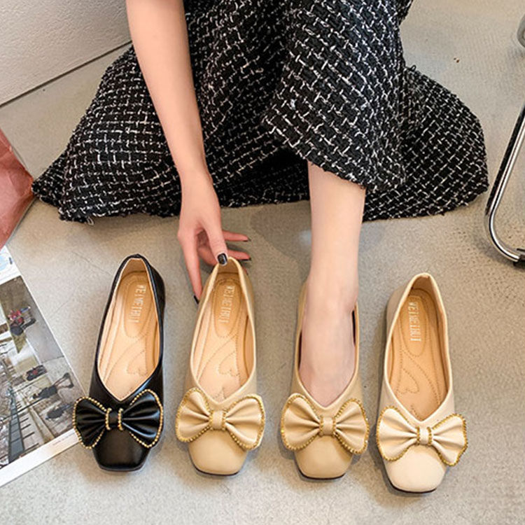 最大79 Offクーポン パンプス ローヒール レーディス 靴 シューズ 女の子 カジュアル 美脚 蝶結び 可愛い 結婚式 パーティー おしゃれ お出かけ 柔らかい コンフォート 1cmヒール ブラック アイボリー ベージュ Xz 292 Entracte Lu