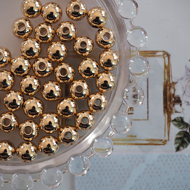 楽天市場】【50個】メタル丸玉ビーズ6mm ゴールド アクセサリー