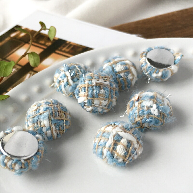 楽天市場】【2個】ツイードカボション 貼り付け ピアス パーツ 秋冬