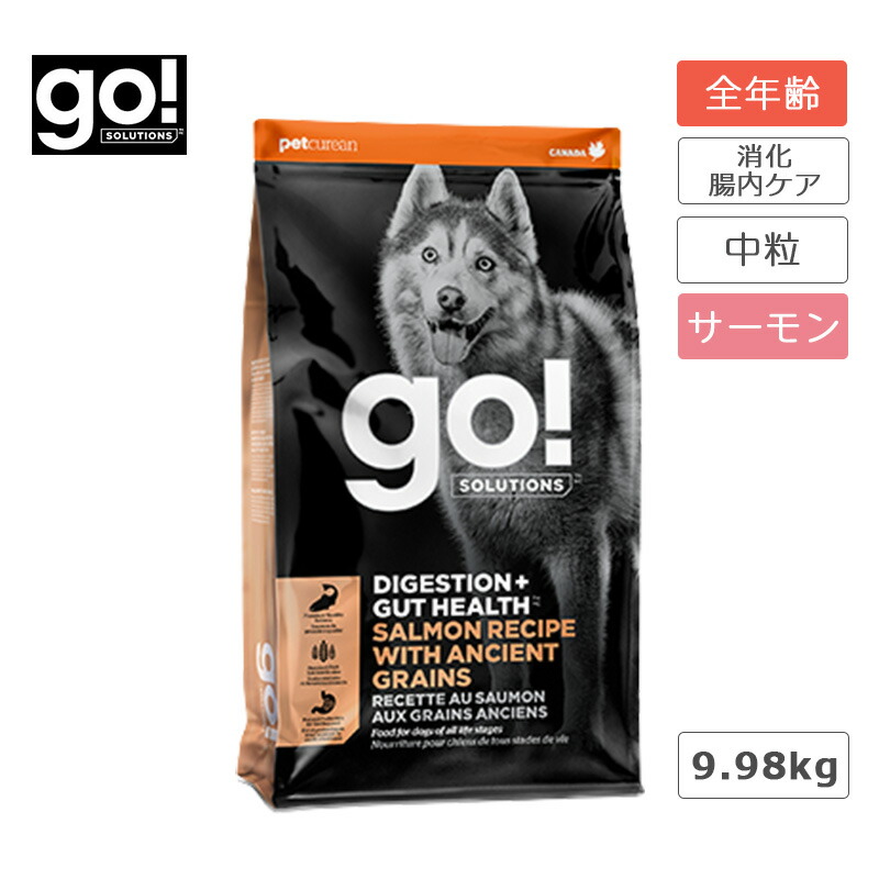 go!SOLUTIONS 消化+腸の健康ケア サーモン 9.98kg 古代穀物を使用したサーモンレシピ 犬 ドッグフード サーモン 消化器系 腸内ケア 高タンパク 低炭水化物