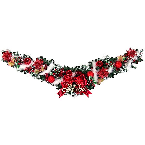180cmクリスマスアレンジスワッグ　H30×D15cm 全長180cm　天然素材・PVC・プラスチック・ポリエステル・羽毛【1本入】 9,932円