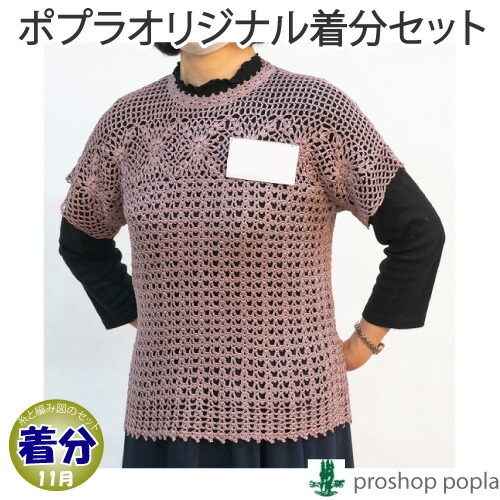 【秋冬】はめ込みモチーフのプル【中級者】【編み物キット】 毛糸のポプラ