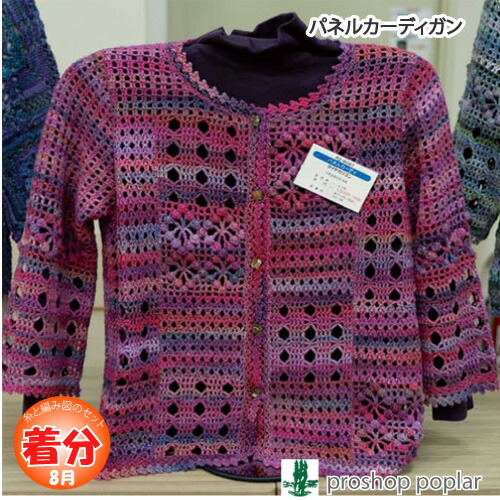 【秋冬】パネルカーディガン【中級者】【編み物キット】 毛糸のポプラ