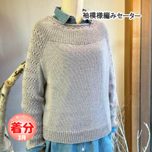 【春夏】袖模様編みセーター【中級者】【編み物キット】