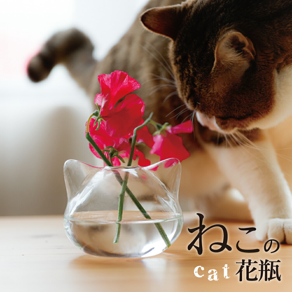 【雑誌リンネル掲載☆送料無料】ねこ 花瓶 小さい 一輪挿し ガラス 花器 フラワーベース 猫型 おしゃれ ミニ花瓶 涼しい 涼しげ 猫 雑貨 猫グッズ ねこ雑貨 小さな 水耕 インテリア フラワー かわいい 可愛い お祝い 贈り物 お誕生日 プレゼント 母 ラッピング 送料無料のご紹介