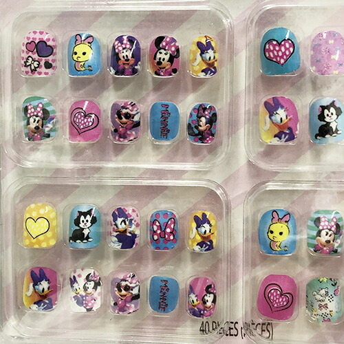 市場 ミニー キッズネイル 付け爪 キッズコスメ Minnie ミニーちゃん グッズ ネイルチップ ディズニー キッズ ネイルセット 40個入り