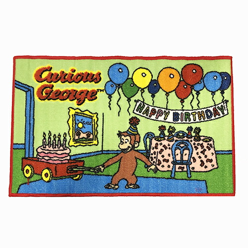 楽天市場 おさるのジョージ マット バースデー ジョージ ラグ ラグマット カラフル かわいい インテリア キッチンマット 玄関マット 玄関 子供部屋 インテリア キャラクター 雑貨 グッズ キュリアスジョージ 輸入品 インポート メール便不可 キャラクター雑貨