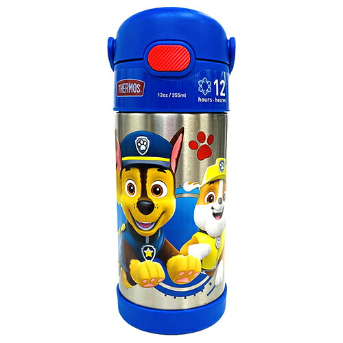 サーモス ストローボトル F410 パウパトロール Thermos 水筒 保冷 355ml ステンレス ストロー ワンタッチ パウパト グッズ 犬 チェイス ラブル マーシャル 青 Pawpatrol キッズ 男の子 かっこいい カラフル キャラクター 輸入品 インポート