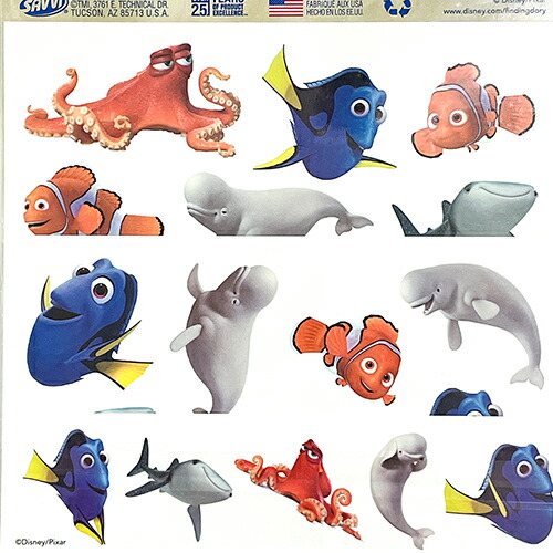 ファインディング ドリー タトゥーシール 25個入り Tatoo タトゥー シール ボディシール 水貼り 水で貼れる ニモ ドリーおさかな 輸入品 海の仲間 ディズニー インポート ハロウィン パーティー グッズ ピクサー 流行 夏祭り おまつり プレゼント かわいい