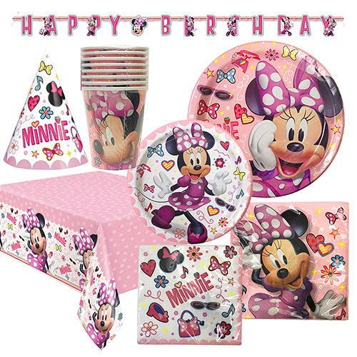 【楽天市場】ミニー パーティーグッズ セット 8アイテム ( 紙皿 紙ナプキン 紙コップ テーブルカバー ハット バースデーバナー