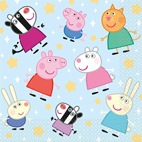 ペッパピッグ 紙ナプキン 16枚入り L Napkins Peppa Pig かわいい アメリカ インテリア インポート キャラクター グッズ デコパージュ ハンドメイド パーティー ペッパ ペーパーナプキン ホームパーティー 使い捨て 女の子 誕生日 輸入品 飾り付け あす楽対応 L