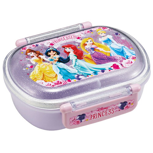 ディズニープリンセス 弁当箱 抗菌 ふわっと タイト ランチボックス 小判型 360ml ( 24 ) 18472 お弁当箱 弁当 ランチ ディズニー アリエル ラプンツェル ベル シンデレラ ジャスミン パープル ピンク 女の子 かわいい 幼児 保育園 幼稚園 食洗機可 レンジ可 日本製画像