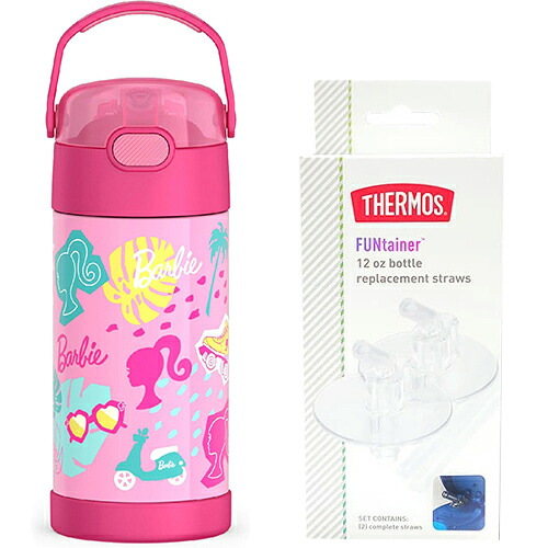 サーモス ストローボトル 替えストロー セット ( バービー ピンク ) 水筒 yts1540 THERMOS 保冷 355ml Barbie グッズ ステンレス ストロー ワンタッチ キッズ 女の子 おしゃれ かわいい シルエット ロゴ ピンク キャラクター グッズ 輸入品 インポート 海外
