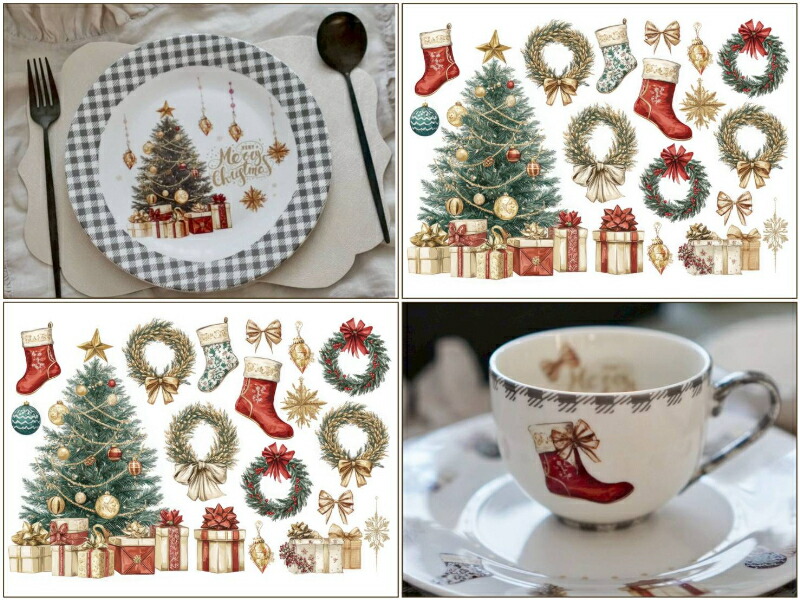 クリスマス　転写紙　６サイズ　合計１５９枚　未使用品　ポーセラーツ 楽天市場】ポーセラーツ 転写紙【白磁用】クリスマス転写紙 もみ