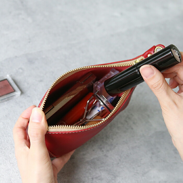 名入れ 対応 ポルコロッソ ダックテールポーチ S 栃木レザー 財布 本革 日本製 メンズ レディース 男性 女性 赤 名前入り プレゼント 還暦祝い 革婚式 ファスナー 小物入れ ブランド 革 レザー コンパクト Sokunou Massage Mit Herz De