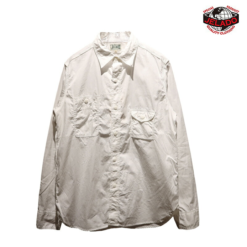 【貨物輸送無料】 JELADO（ジェラード） STANDARD COLLECTION “Smoker Shirt/スモーカーシャツ” JP94113 メンズ アメカジ 細工物ティーシャツ 白ティーシャツ 綿ブロード ガチャポケ 日本製