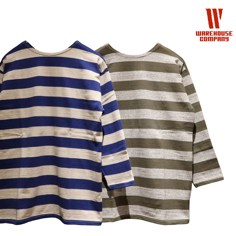 新品 ウエアハウス ボーダー Tシャツ 40 L ホワイト グリーン 白 楽天市場】WAREHOUSE ウエアハウス 7分袖 2インチ ボーダー T