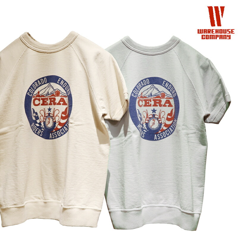 【貨物輸送無料】 WAREHOUSE（御召しもの住みか） 半袖流汗 Lot.4104 “CERA” メンズ アメカジ ビンテージレプリカ セコハン続きもの 丸胴 日本製