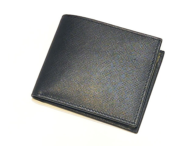 BIAGINI ビアジニ イタリア サフィアーノレザー 財布 ウォレット P337 ブラックxグリーン|A-ONE
