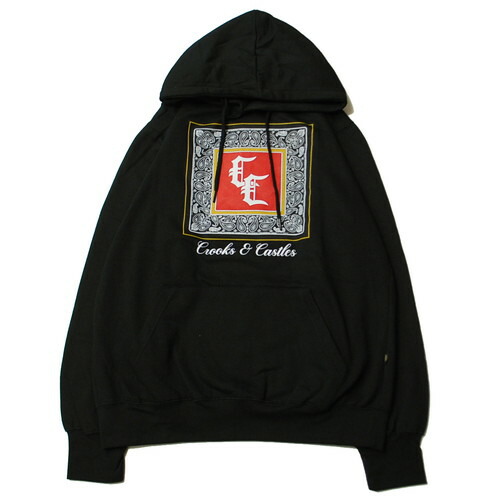 クルックス＆キャッスルズ CROOKS\u0026CASTLES CC BANDANA HOODIE BLACK / 黒いこと ボンネット パーカー バンダナ