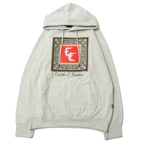 クルックス＆キャッスルズ CROOKS\u0026CASTLES CC BANDANA HOODIE GRAY / 薄墨色 ボンネット パーカー バンダナ