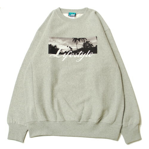 ミュージック MUSICK LIFESTYLE PALM PHOTO SWEAT GRAY / グレー クルーネック スウェット トレーナー パームツリー ロサンゼルス LA