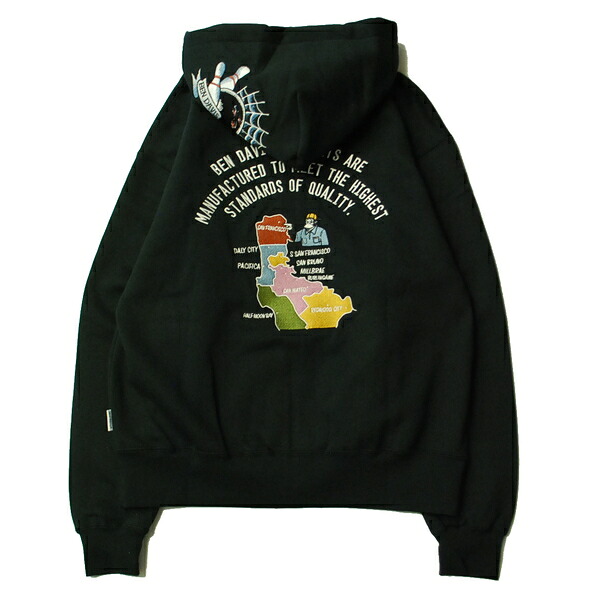 ベン デイビス BEN DAVIS SOUVENIR ZIP HOODIE BLACK / ブラック フード ジップ パーカー