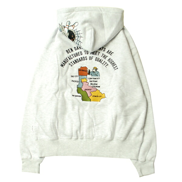 ベン デイビス BEN DAVIS SOUVENIR ZIP HOODIE ASH / アッシュ フード ジップ パーカー