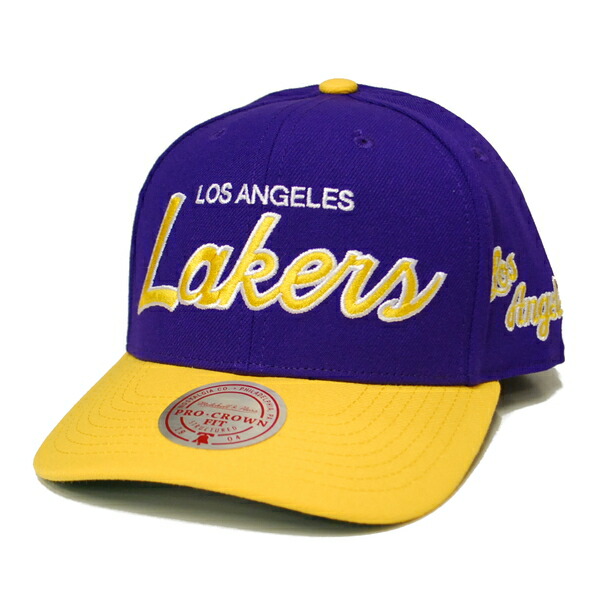 ミッチェル&ネス MITCHELL&NESS LOS ANGELES LAKERS NBA TEAM SCRIPT 2.0 PRO SNAPBACK CAP PURPLE × YELLOW / パープル × イエロー ロサンゼルス レイカーズ スナップバック キャップ 帽子