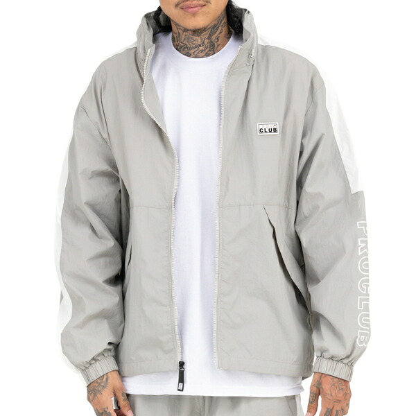 労働者階級野球クラブ PRO CLUB FULL COUNT WINDBREAKER JACKET GRAY × WHITE / 薄墨色 × 白いこと ナイロン 上衣 上衣