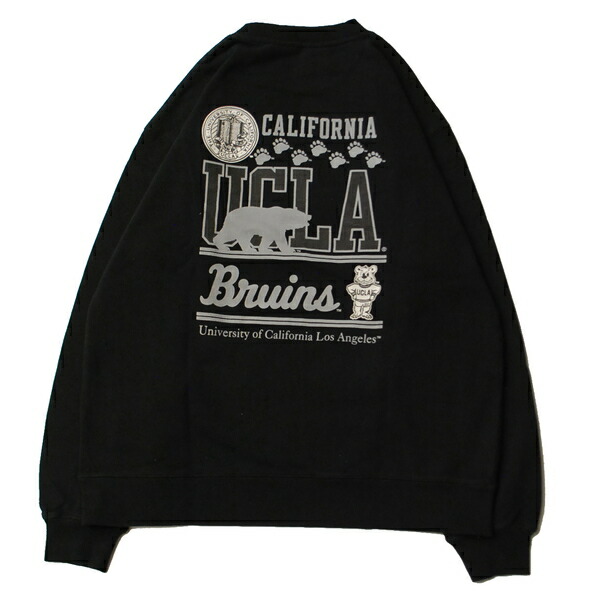 ナツメグ NUTMEG UCLA POW PRINT CREW SWEAT BLACK / ブラック クルー スウェット トレーナー