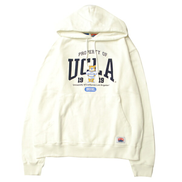 ナツメグ NUTMEG UCLA COLLEGE ARCH LOGO HOODIE OFF WHITE / オフホワイト フード パーカー