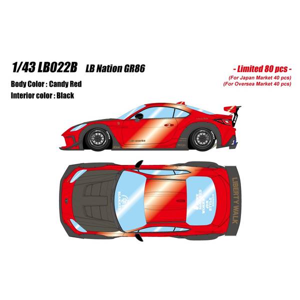アイドロン 1/43 トヨタ GR86 LB Nation 砂糖菓子赤いこと 成し遂げる品ミニカー LB022B
