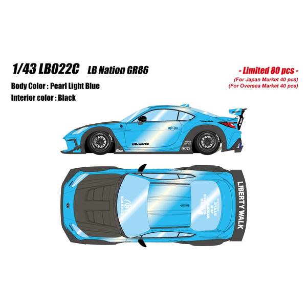 アイドロン 1/43 トヨタ GR86 LB Nation パールライトブルー 成し遂げる品ミニカー LB022C