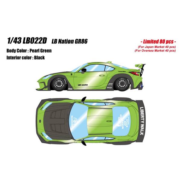 アイドロン 1/43 トヨタ GR86 LB Nation パール緑であること 成し遂げる品ミニカー LB022D