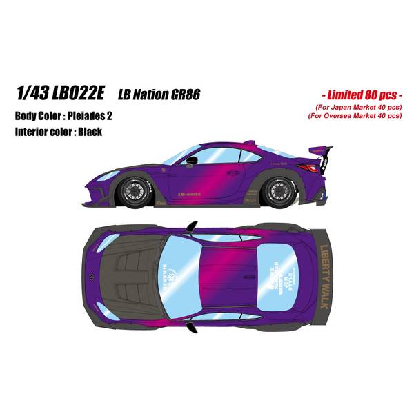 アイドロン 1/43 トヨタ GR86 LB Nation プレアデス2 成し遂げる品ミニカー LB022E