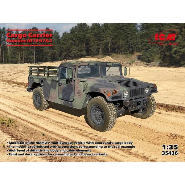 ICM 1/35 アメリカ陸軍 M1097A2 ハンヴィー 貨物運搬車輛 スケールモデル 35436