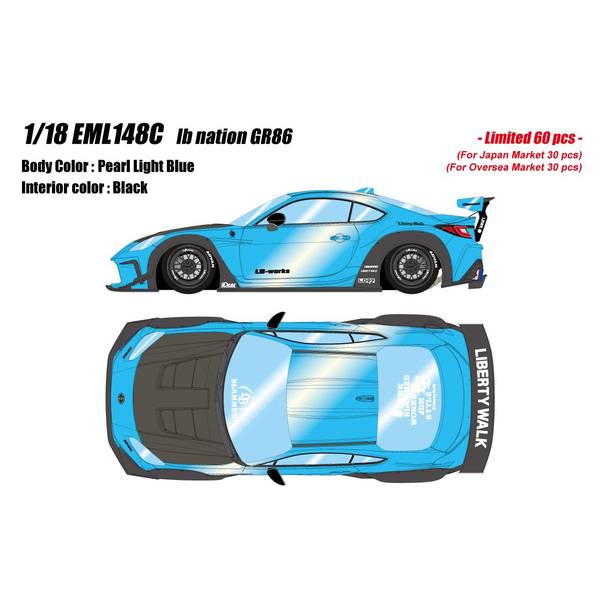 アイドロン 1/18 トヨタ lb nation GR86 パールライトブルー 完成品ミニカー EML148C
